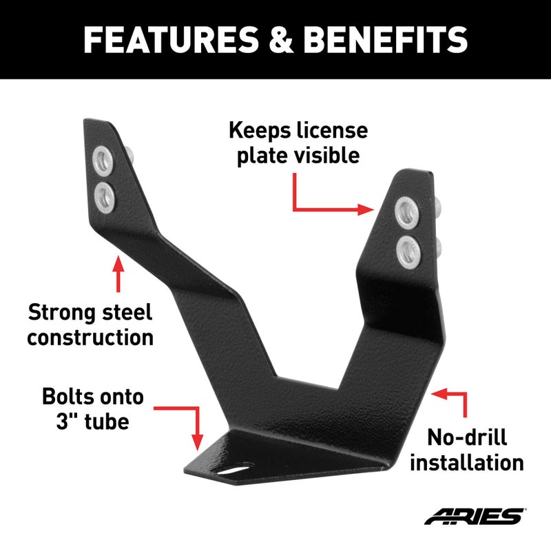 ARIES 35-0000 3-Inch Bull Bar License Plate Bracket - Image 3